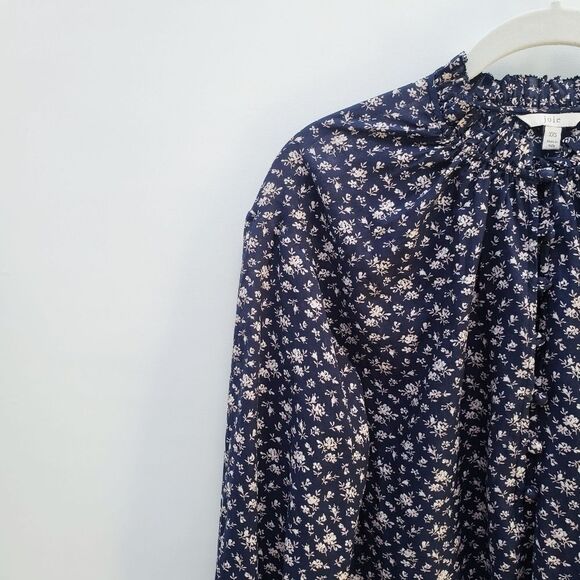 Joie Blouse Women's XXS Blue Senyana Navy Ditzy Cottagecore Floral Popover Top - Picture 3 of 16